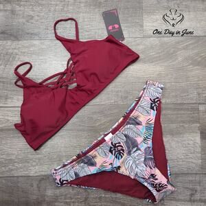 Shekini Strappy Floral Bikini Swimsuit Size XL